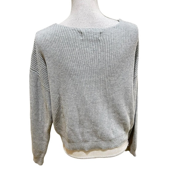 Lulu's Light Gray scoop V-Neck Sweater cotton blend ribbed hem size small - Picture 8 of 10